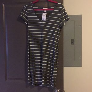 H&M Basic Grey Striped Bodycon Dress, size Medium